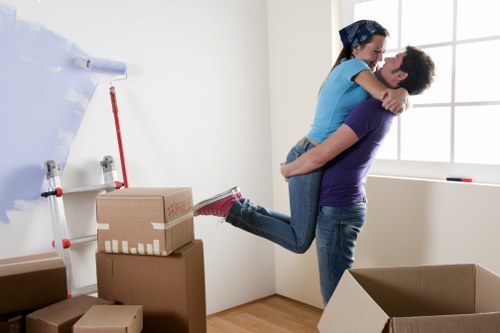Packed boxes and furniture prepared for local removals