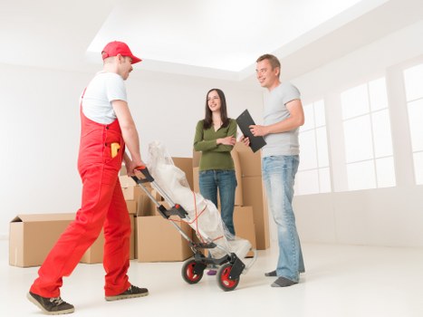 Office dismantling and loading during a Haringey business relocation