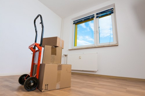 Securely packed household items inside a removal van